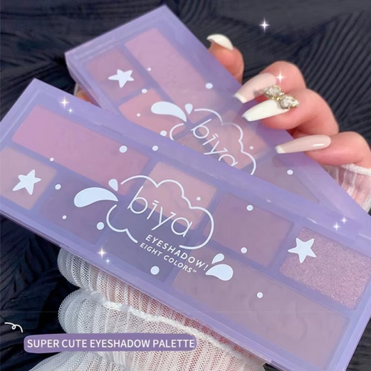 08 Colors Biya Star Flash Eight-color Eye Shadow Palette Matte Pearl Light Fine Color Milk Tea Earth Niche Glitter Eye Shadow – 8 Colors Korean Trending Eye Shadow Palette