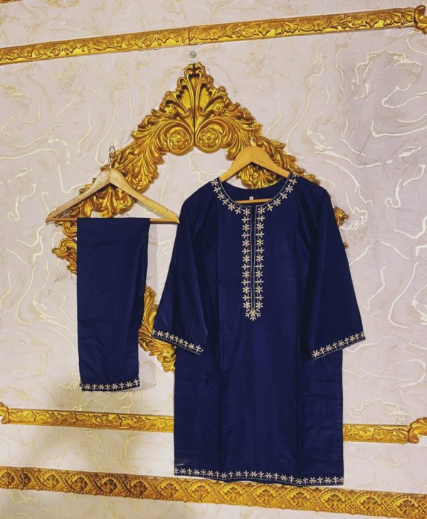 2pcs Stitched Suits 2 Pcs Elegant Women’s Stitched Embroidered Linen Shirt And Trouser