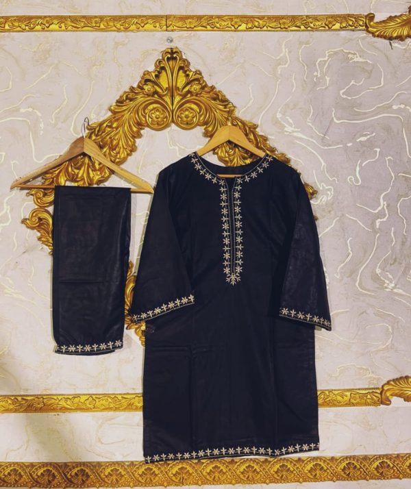 2pcs Stitched Suits 2 Pcs Elegant Women’s Stitched Embroidered Linen Shirt And Trouser