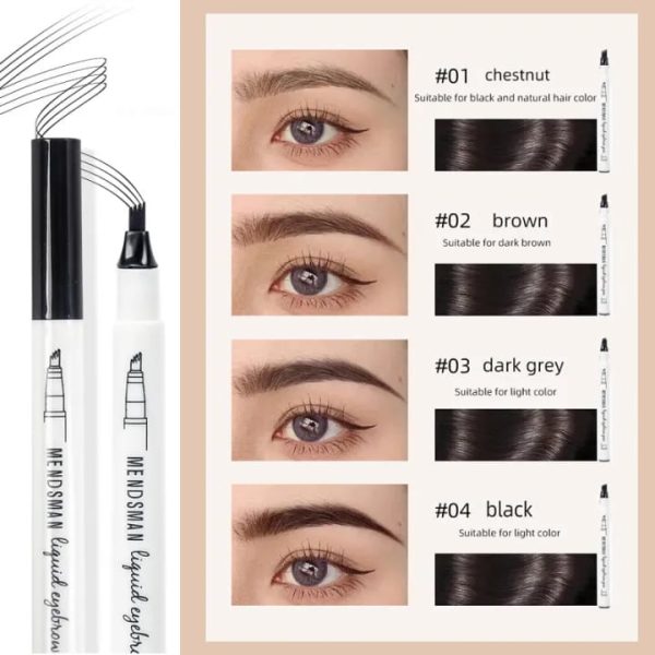 4 Tip Waterproof Eyebrow Pen | Waterproof Tattoo Tint Fine Sketch Liquid Eyebrow Pencil | Createsur Natal Makeup Effect
