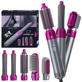 5 In 1 Electric Hair Dryer Brush | Blow Dryer Hair Comb Curling Wand Detachable Brush Kit Negative Ion Straightener Hair Curler ( Random Color)