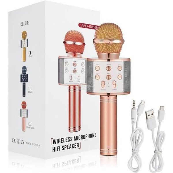 Bluetooth Microphone Karaoke Wireless Microphone Professional Speaker Handheld Microfone Player Singing Recorder Mic Ws-858 Ktv Microphone And Hifi Speaker