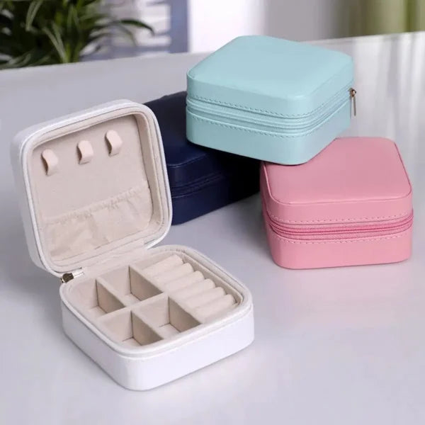 Jewellery Storage Box Leather Jewelry Stand Earrings Ring Box Cosmetics Beauty Container Organizer (random Color)made In China