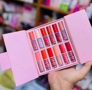 Mocallure 12-piece High Pigment Lip Gloss Set | Rich & Vibrant Shades – Pink, Red, Peach, Nude & Maroon |