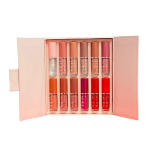 Mocallure 12-piece High Pigment Lip Gloss Set | Rich & Vibrant Shades – Pink, Red, Peach, Nude & Maroon |