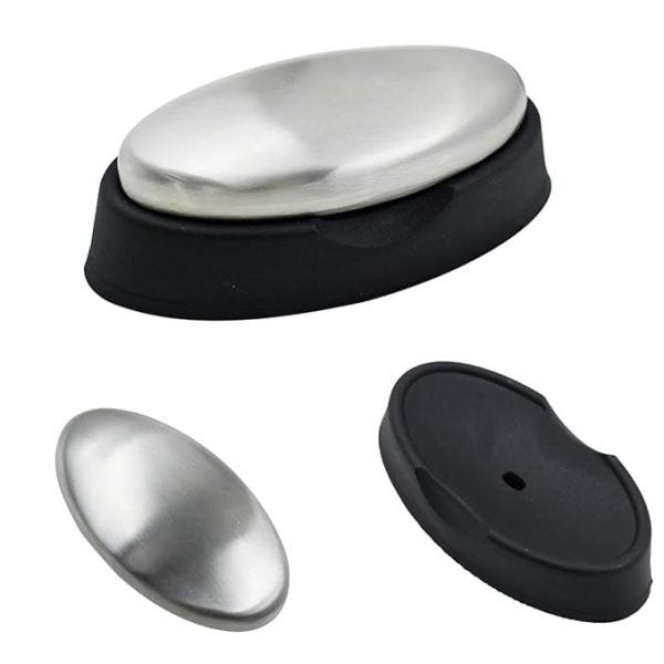 Odor Removing Steel Soap Bar With Stand And Box | Soap For Lazy People | Odor Remover Bar Deodorant Metal Soap Stainless Steel Soap Bar Eliminating Smell Like Onion, Garlic Or Fish And Holder Dishes For Kitchen