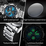 Skemie 1389 Men’s Digital Analog Watch Waterproof Digital Chronograph Led Multi-time Business Watch Stainless Steel (without Box)