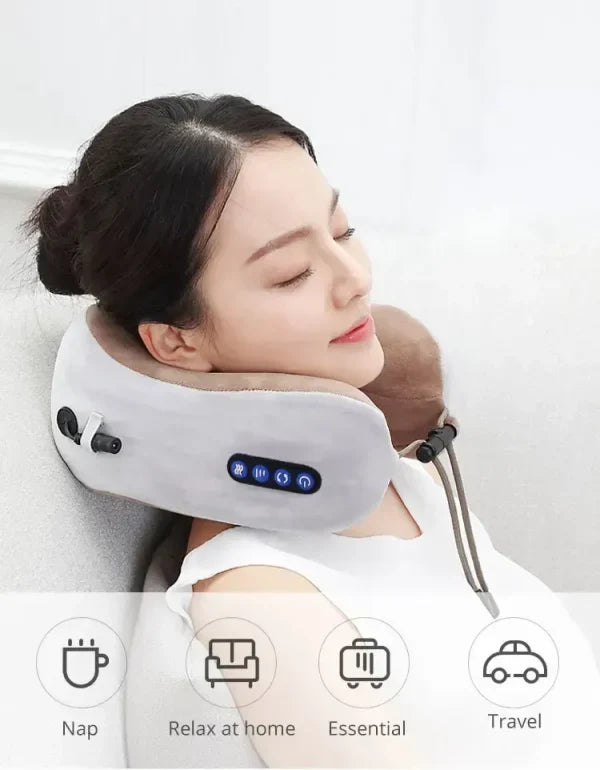 U Shaped Pillow Neck Massager Usb Charging Portable Neck Shoulder Cervical Relaxing Massager Protector Outdoor Home Car